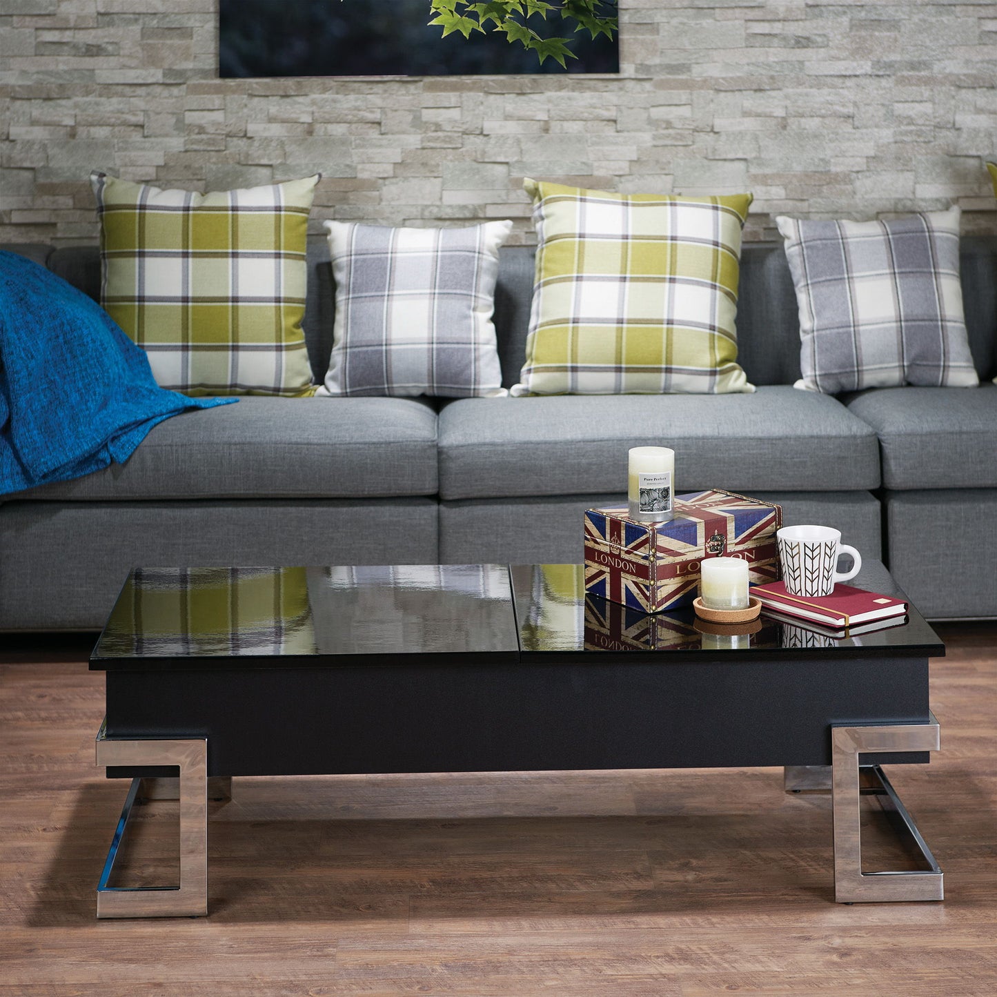 Calmam - High Gloss Coffee Table With Lift Top - Black