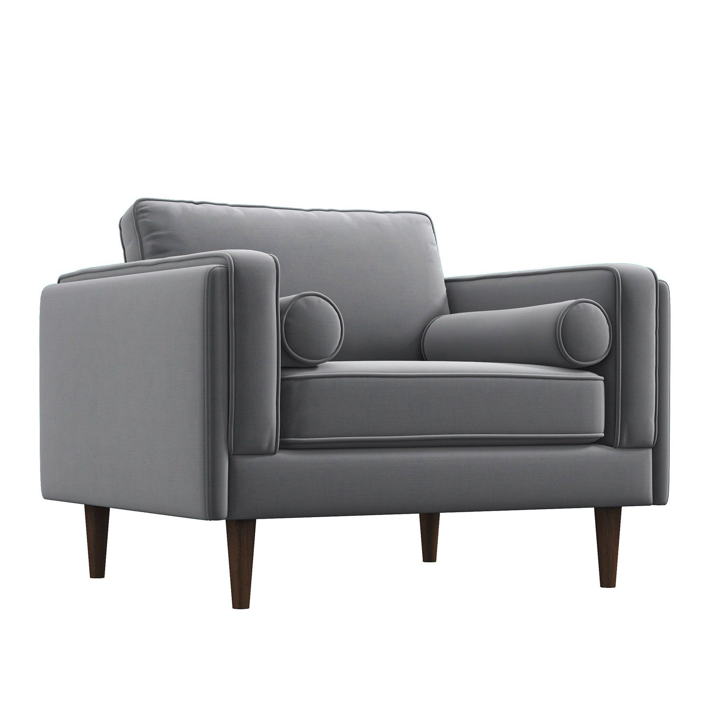 Amber - Velvet Lounge Chair - Brown / Gray