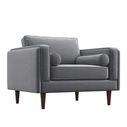 Amber - Velvet Lounge Chair - Brown / Gray