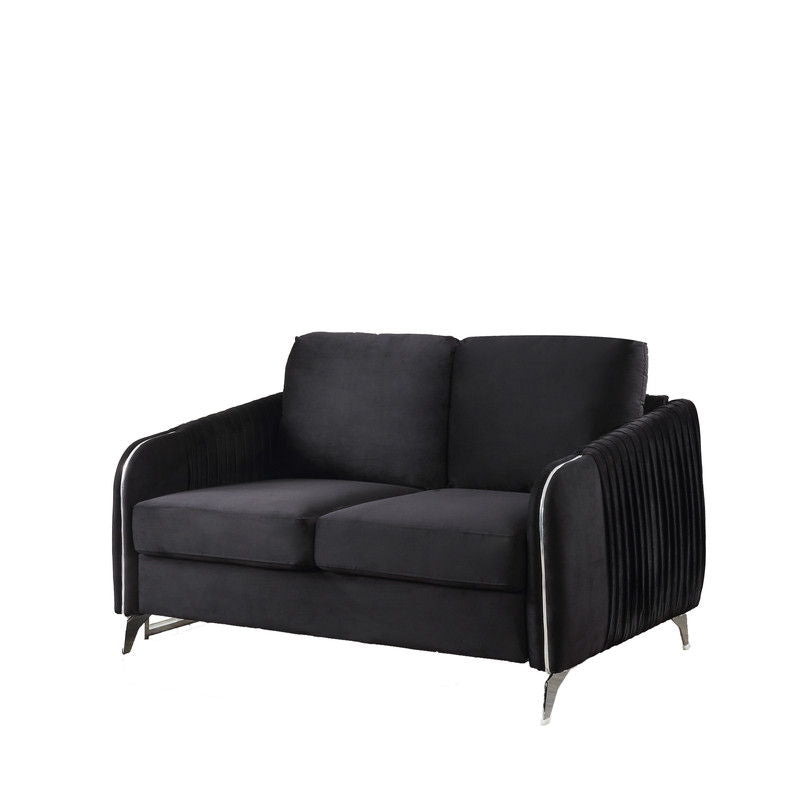 Hathaway - Velvet Modern Chic Loveseat Couch - Black