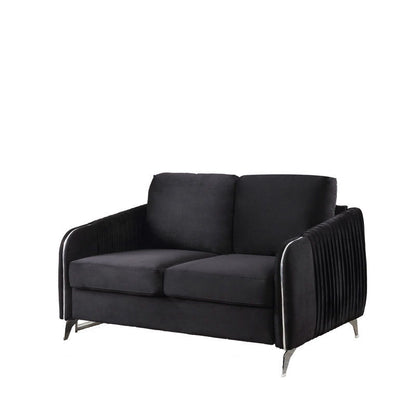 Hathaway - Velvet Modern Chic Loveseat Couch - Black