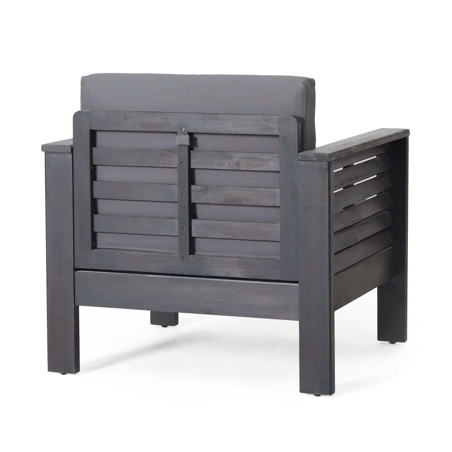 Acacia Wood Loveseat And Coffee Table Set With Cushions - Gray