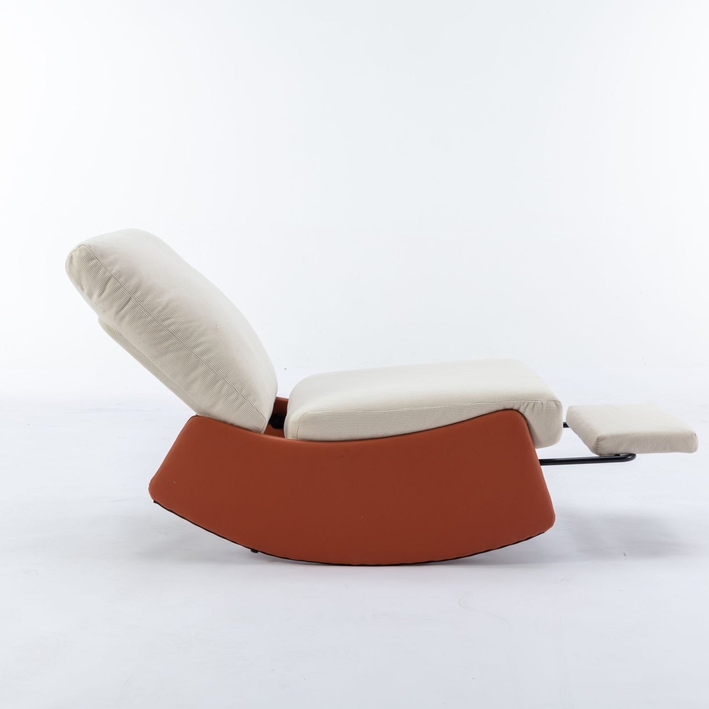 Modern Rocking Chair Recliner, Comfy Rocker Nursery Chair With Footrest, Accent Reading Chair, Upholstered Lounge Chair For Relaxing, Resting, Soft Padded Rocker For Indoor Living Room Bedroom - Orange