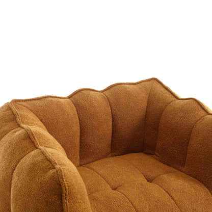 Soft Bean Bag Chair With High Resilient Foam (Chips) - Khaki / Yellow