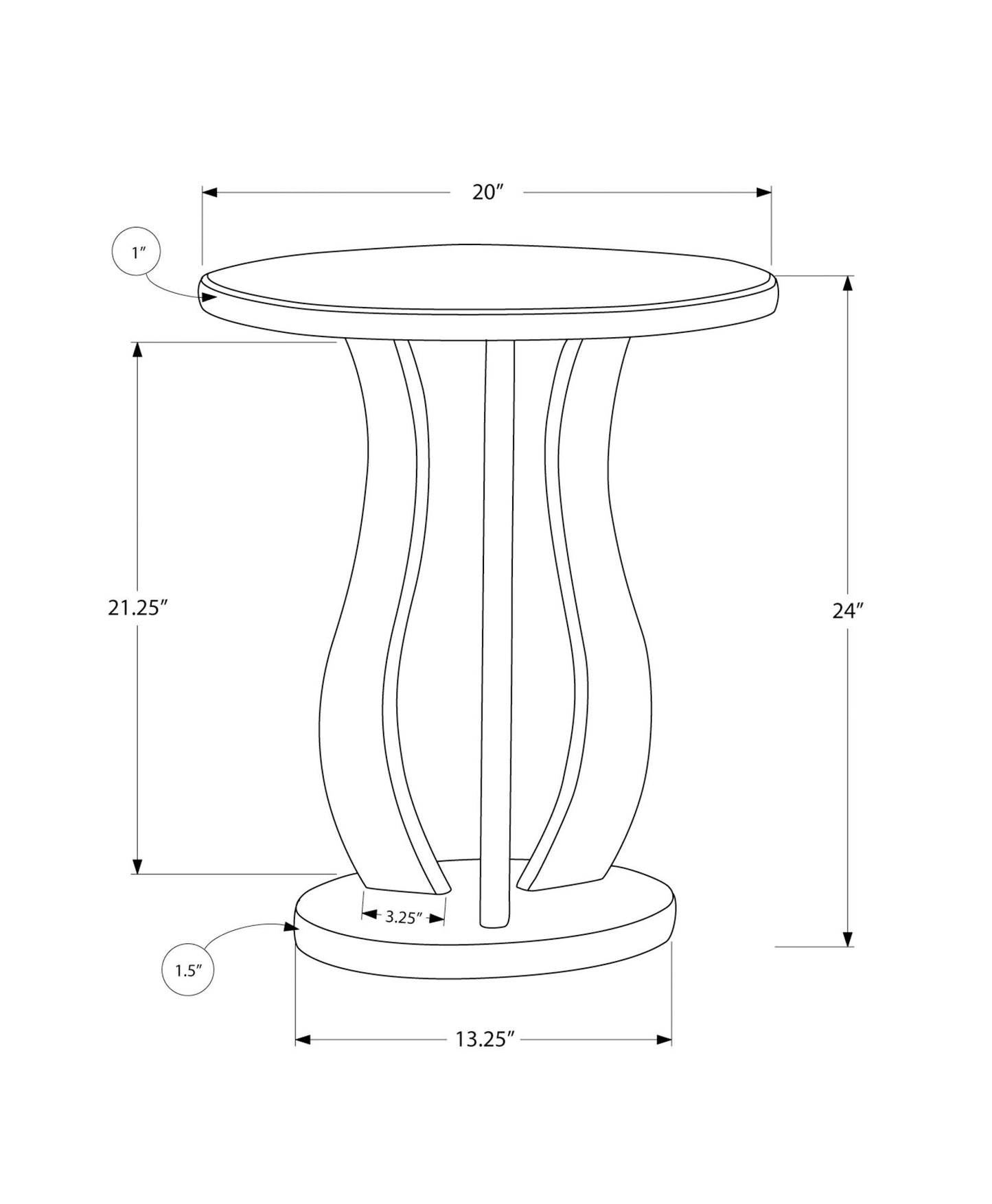 Accent Table, Side Mirror, Transitional - Silver