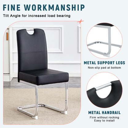 (Set of 4) Thickened Dining Chairs With Built In Spring Packages And Ergonomic Design Perfectly Blending Comfort And Elegance - Black