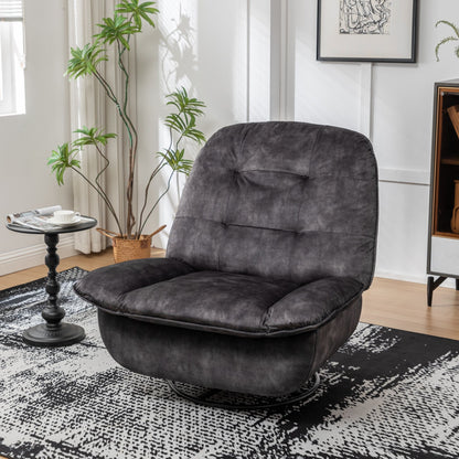 Modern Swivel Gliding Recliner Chair With Rocking Function And Phone Holder - Large Comfortable Reading Chair In Gold Stamped Velvet - Black