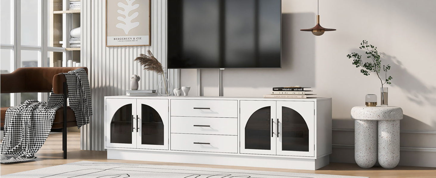 Modern Minimalist TV Stand For TVs Up To 75", Entertainment Center Media Console Cabinet With Adjustable Shelves For Living Room - White