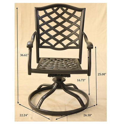 Outdoor Patio Aluminum Swivel Rocker Dining Chair With Cushion (Set of 2) - Cast Slate