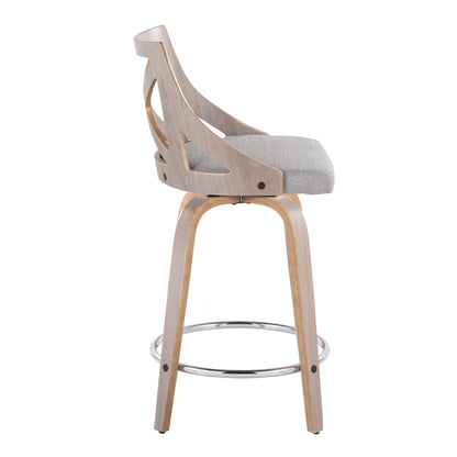 Charlotte - Farmhouse Fixed Height Counter Stool & Swivel With Round Footrest (Set of 2) - Light Gray
