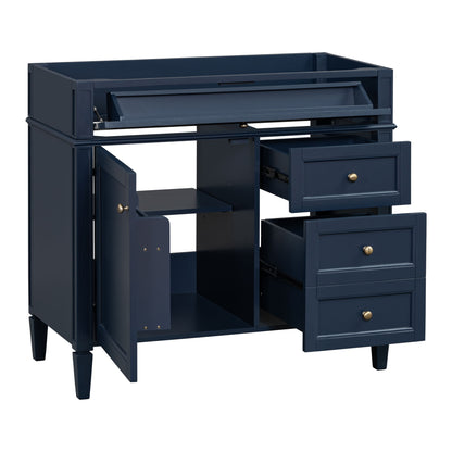 Bathroom Vanity Without Top Sink, Modern Bathroom Storage Cabinet With 2 Drawers And A Tip-Out Drawer, Frame (Not Include Basin Sink) - Blue