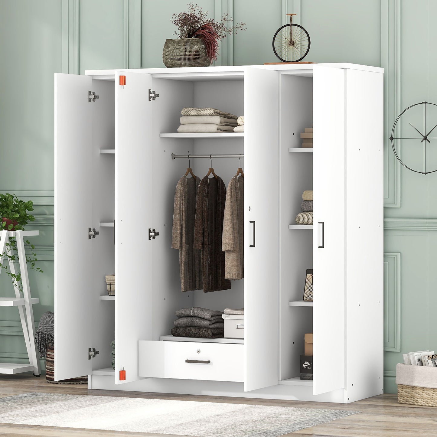 4 Door Wardrobe With 1 Drawer - White