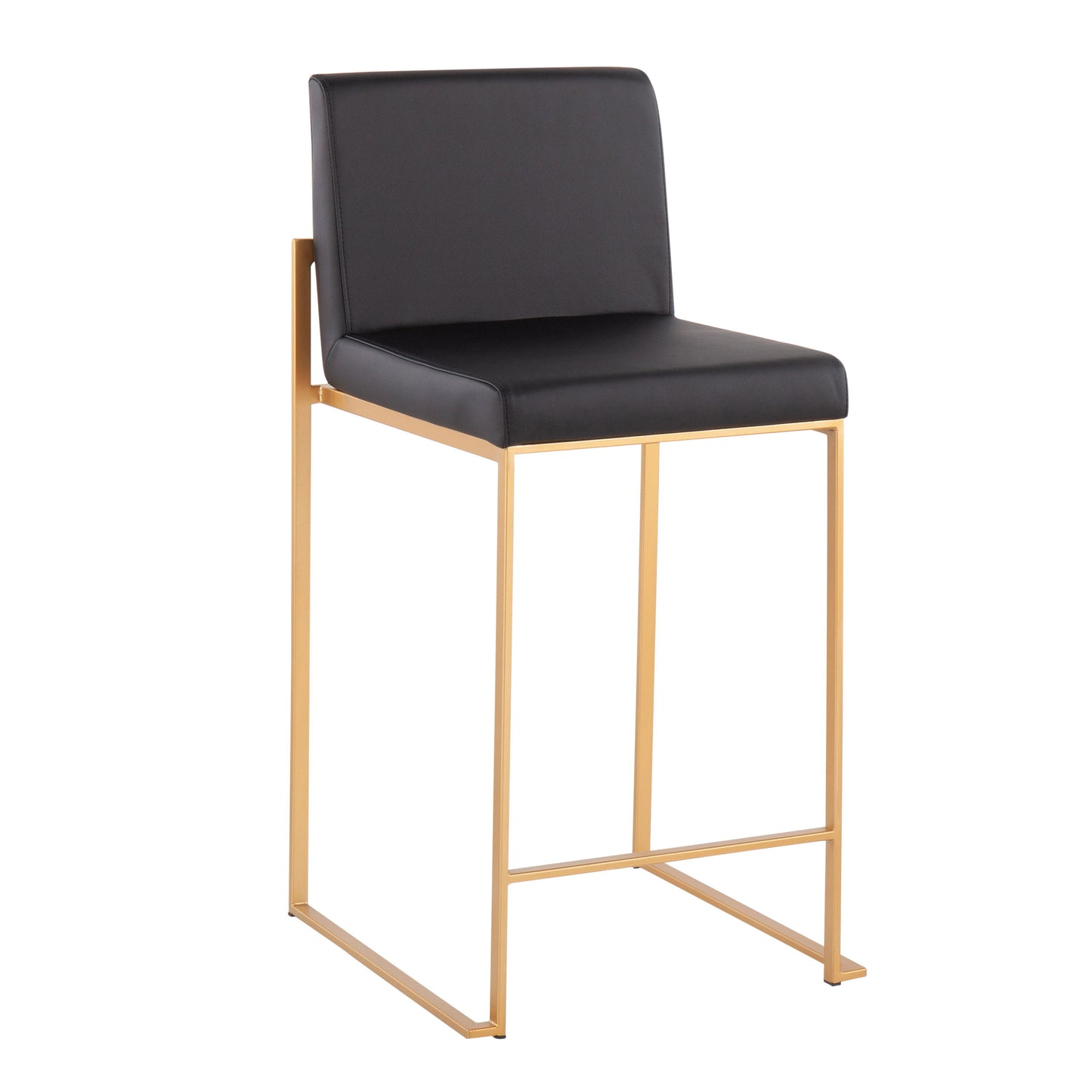 Fuji - Contemporary High Back Counter Stool (Set of 2) - Black / Gold