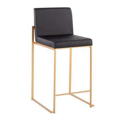 Fuji - Contemporary High Back Counter Stool (Set of 2) - Black / Gold