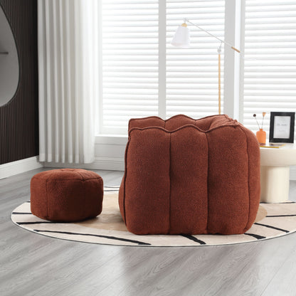 Soft Bean Bag Chair With High Resilient Foam (Chips) - Red / Brown