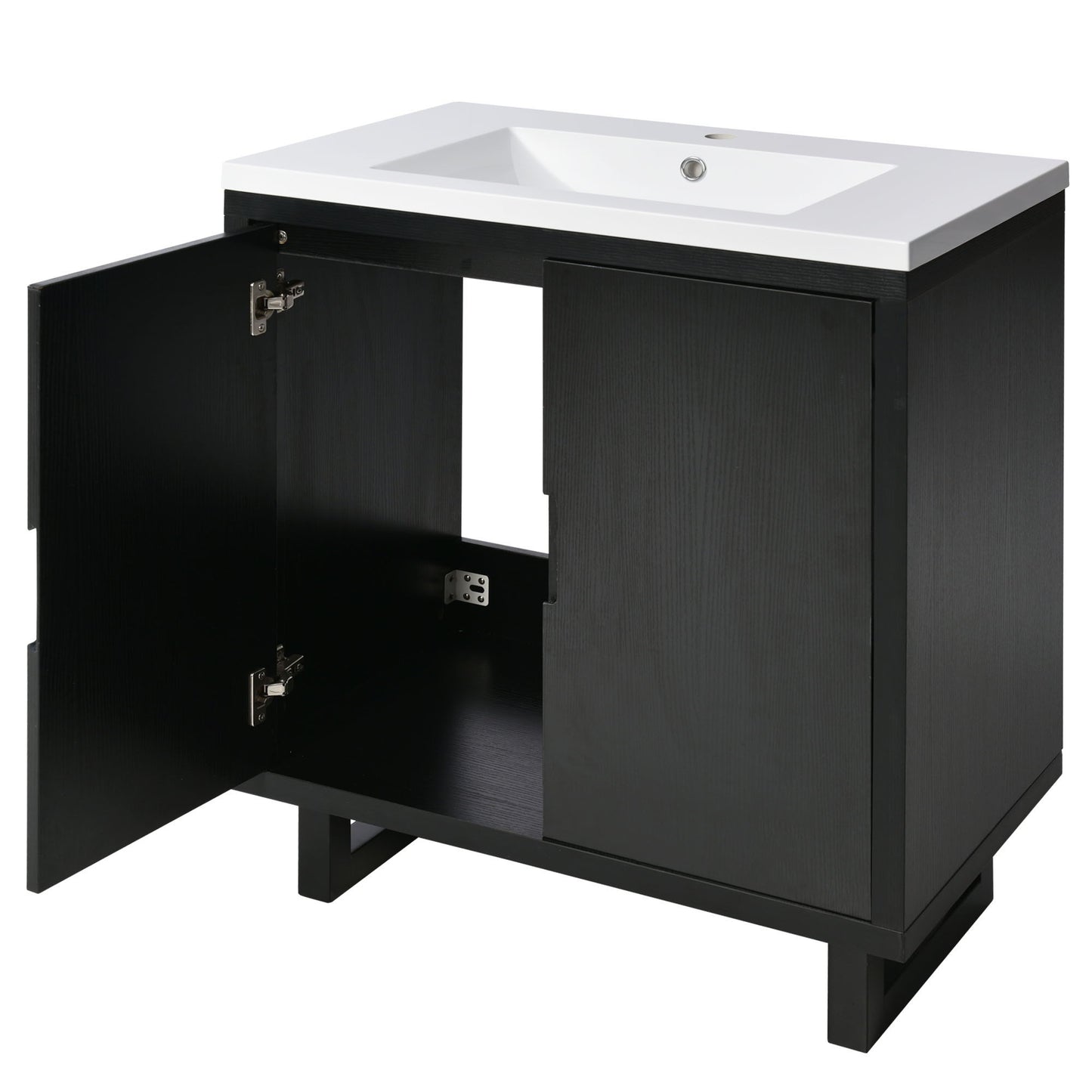 Bathroom Vanity Set With Sink, Combo Cabinet, Bathroom Storage Cabinet, Solid Wood Frame - Black