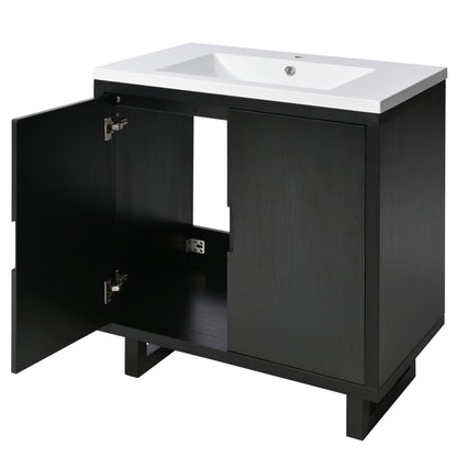 Bathroom Vanity Set With Sink, Combo Cabinet, Bathroom Storage Cabinet, Solid Wood Frame - Black