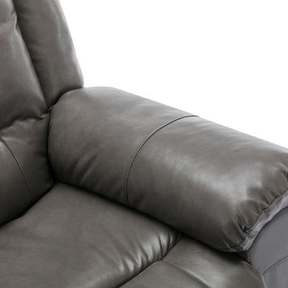 2 Seater Home Theater Recliner Manual Recliner Chair With A Storage Box And Two Cup Holders For Living Room - Gray