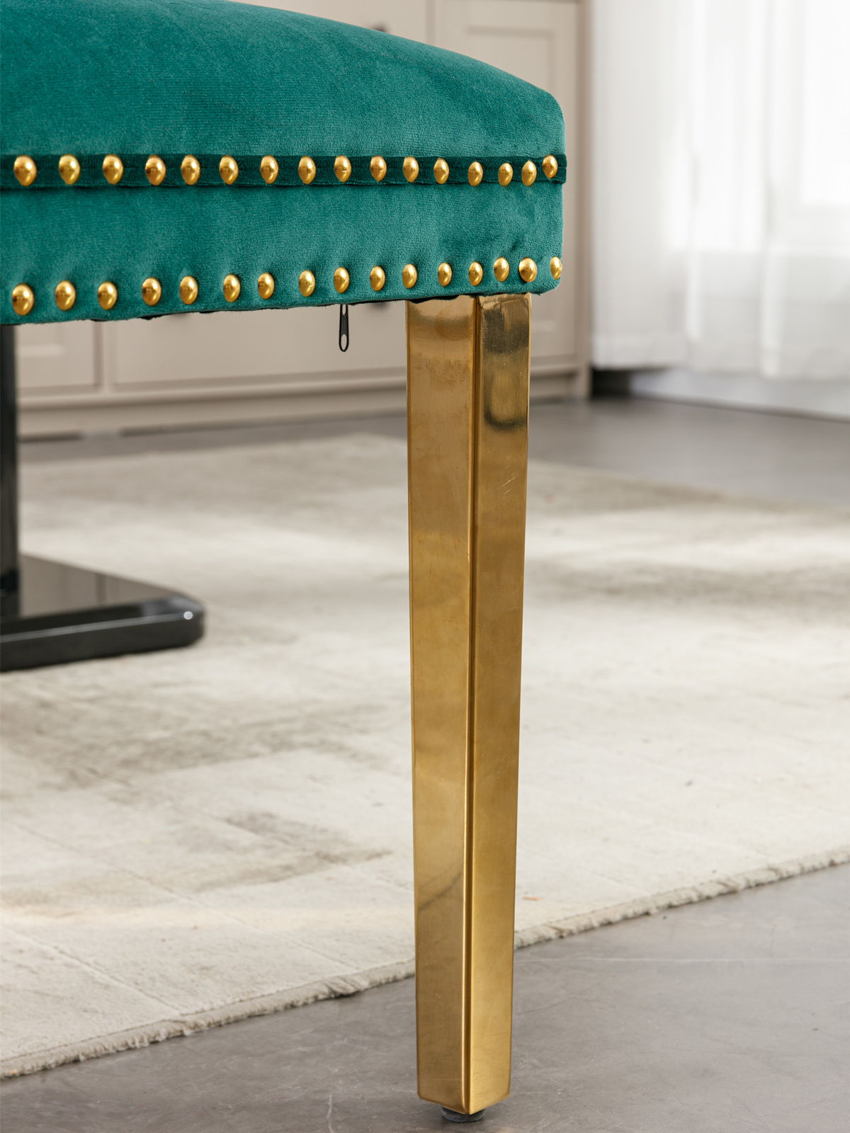 Nikki - Modern, High-End Tufted Solid Wood Contemporary Velvet Upholstered Dining Chair With Golden Stainless Steel Plating Legs, Nailhead Trim (Set of 2) - Green
