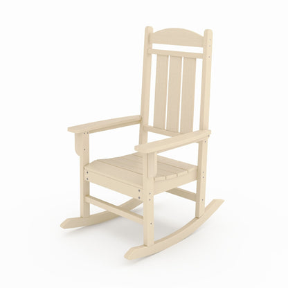Traditional Porch Rocker Classic HDPE Poly Lumber For Porch, Patio, And Garden Comfort - Beige