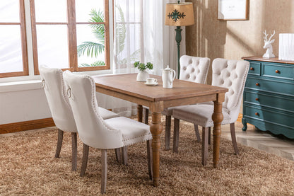 Nikki - Modern, High-End Tufted Solid Wood Contemporary Velvet Upholstered Dining Chair With Wood Legs Nailhead Trim (Set of 2) - Beige