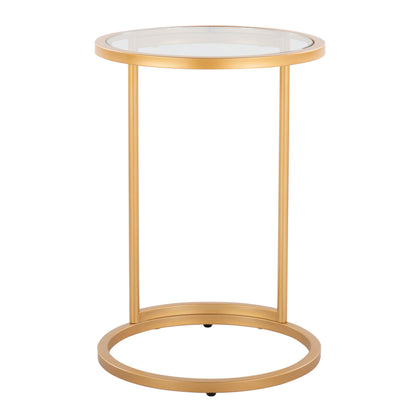 Zenn - Round End Table - Gold / Clear