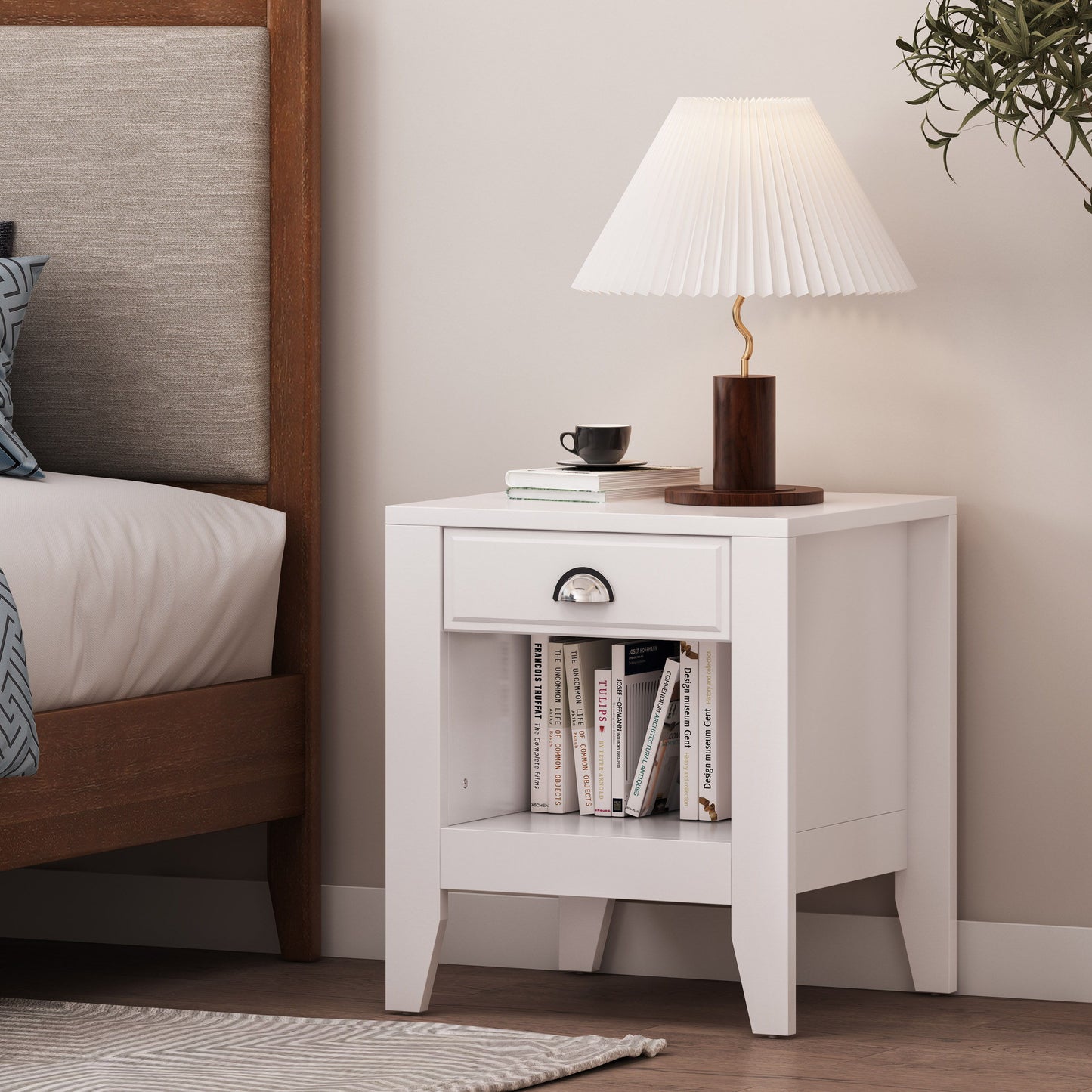 Cleary - Contemporary Wood Nightstand With Drawer - White