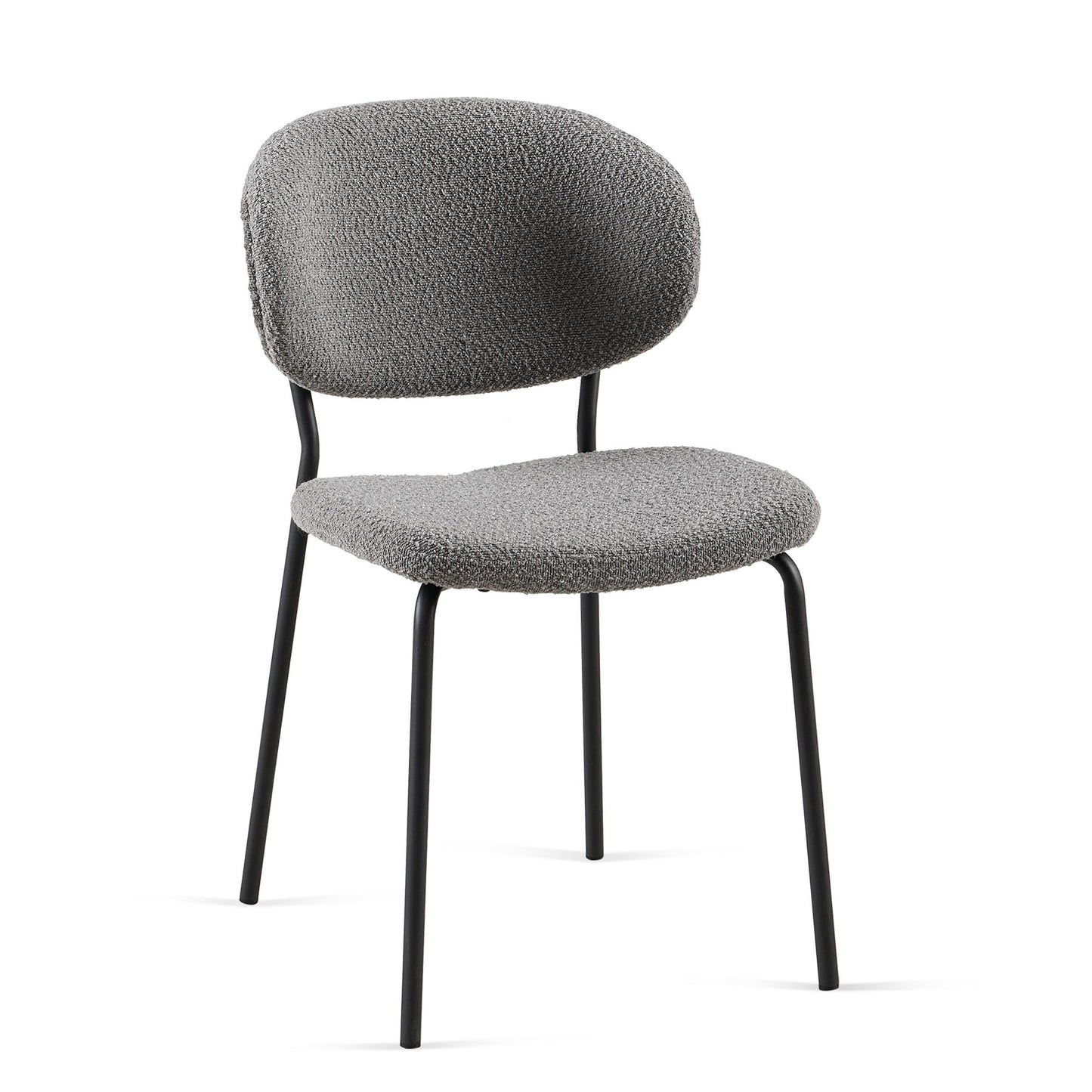 Boucle Dining Chairs, Dining Chairs With Metal Legs For Dining Room, Kitchen, Living Room (Set of 2) - Gray