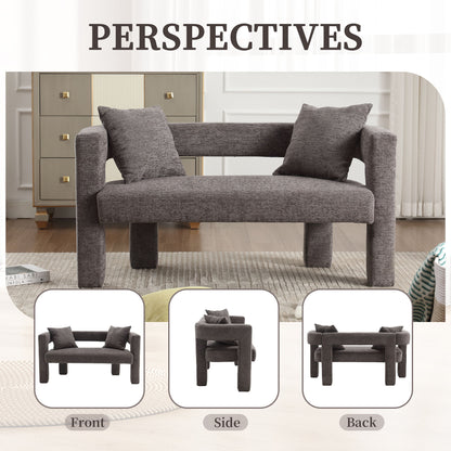 Modern Loveseat Sofa, Comfy Upholstered 2 Seater Sofa, Small Loveseat Accent Couch For Leisure Areas - Gray