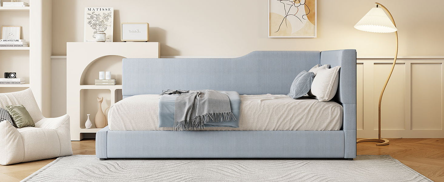 Twin Size L Shaped Upholstered Daybed - Gray