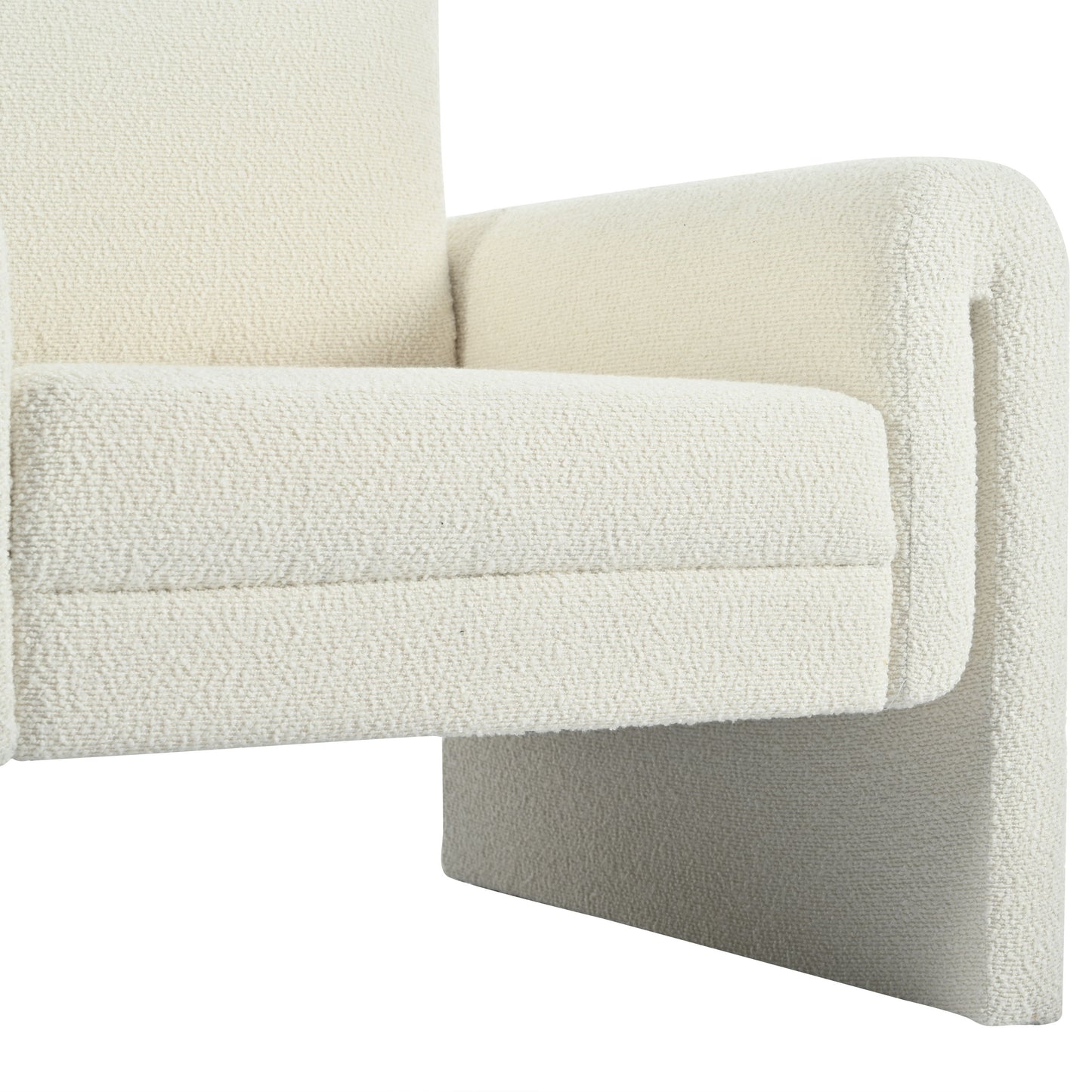 Modern Boucle Upholstered Accent Chair Luxurious Comfort & Sturdy Support, Solid Wood Frame - Ivory