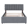 Full Size Upholstered Platform Bed With Twin Size Trundle - Gray