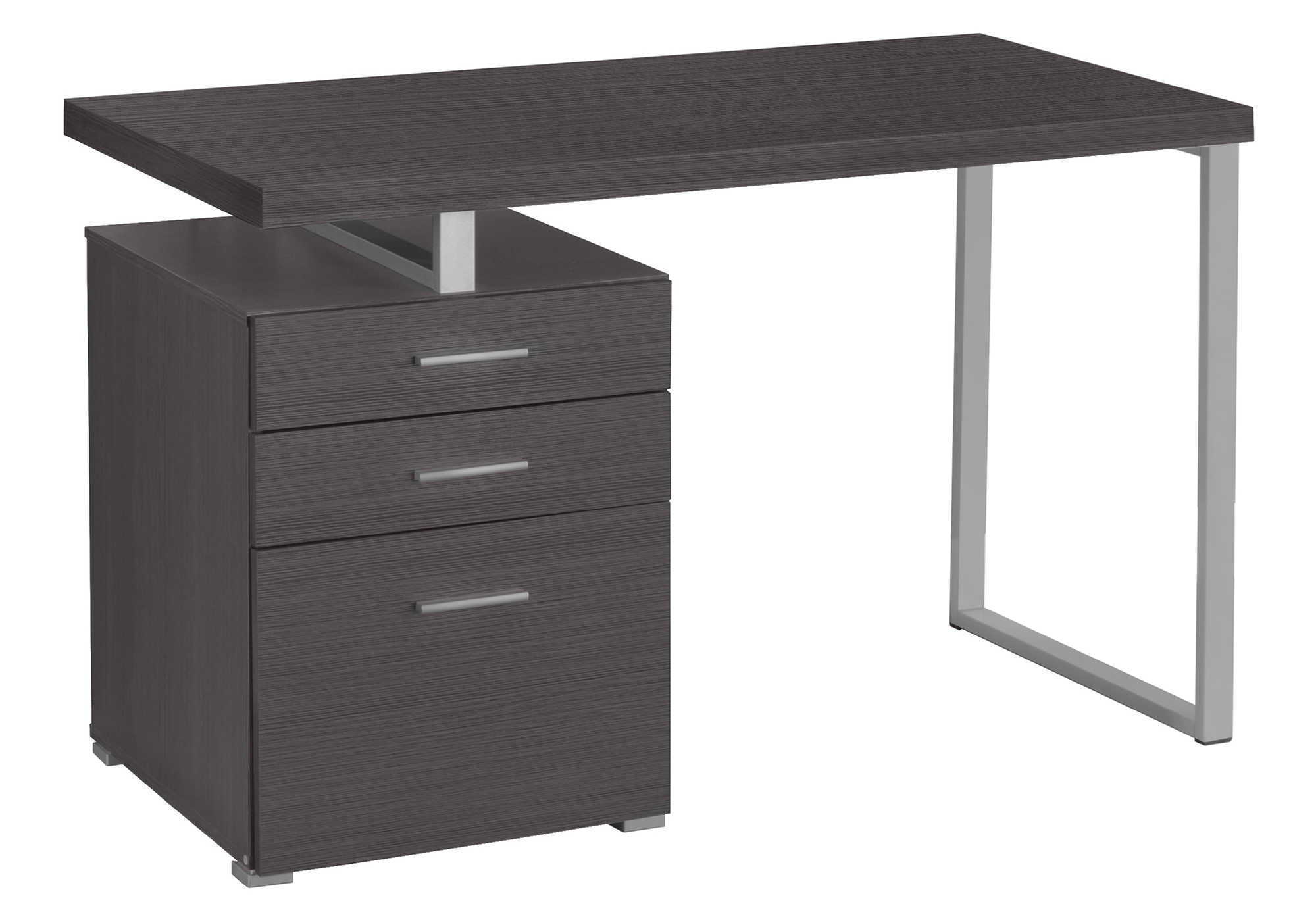Computer Desk For Home Office, Laptop, Left, Right Set - Up, Storage Drawers, Contemporary & Modern - Gray