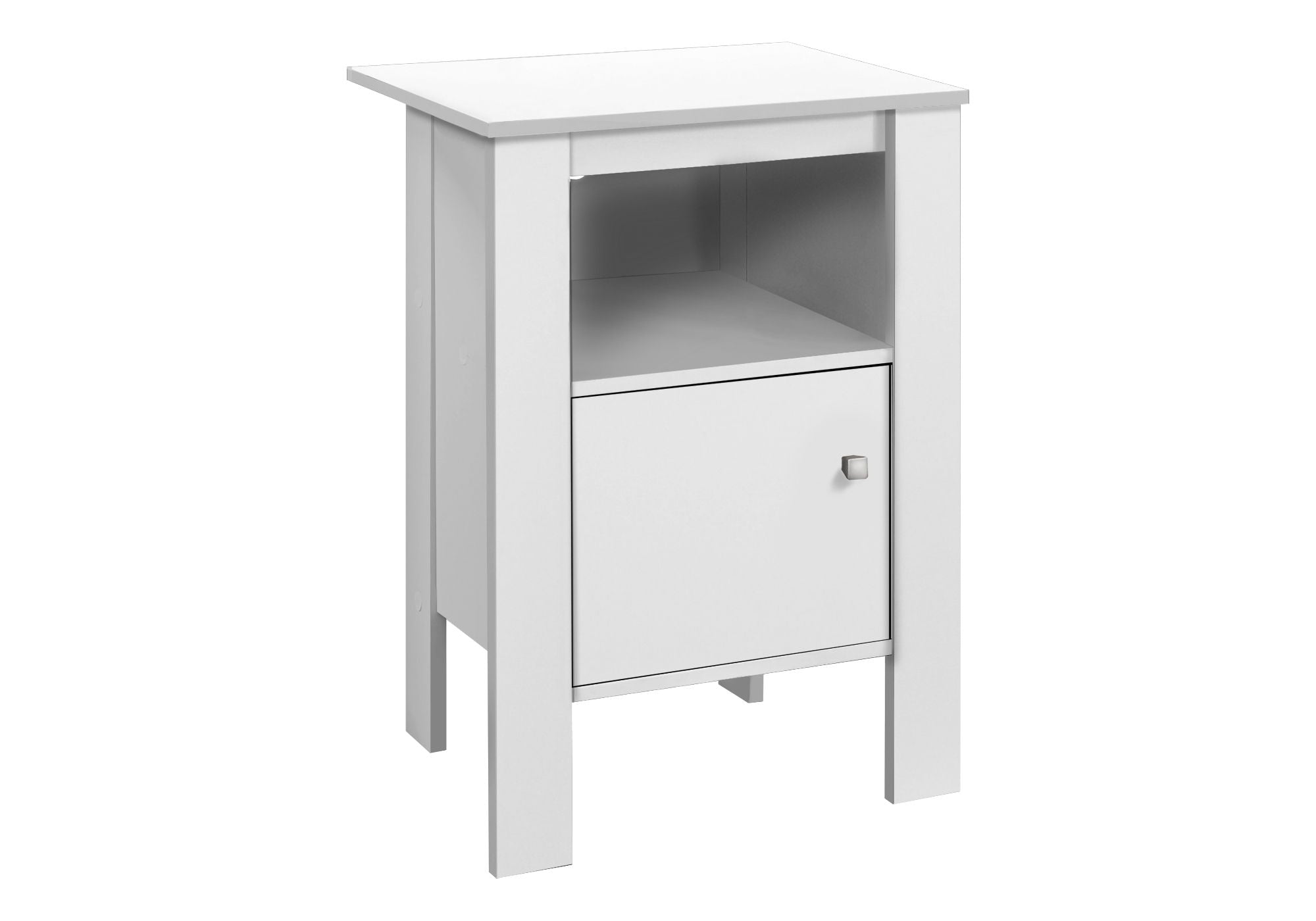 Accent Nightstand Side Table, Storage, Transitional - White
