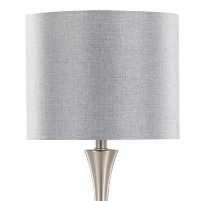 Lenuxe - Contemporary Table Lamp Built In USB Port (Set of 2) - Nickel / Gray