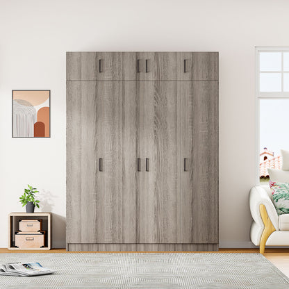 Contemporary 4 Door Wardrobe With 1 Drawer And Top Cabinet - Gray
