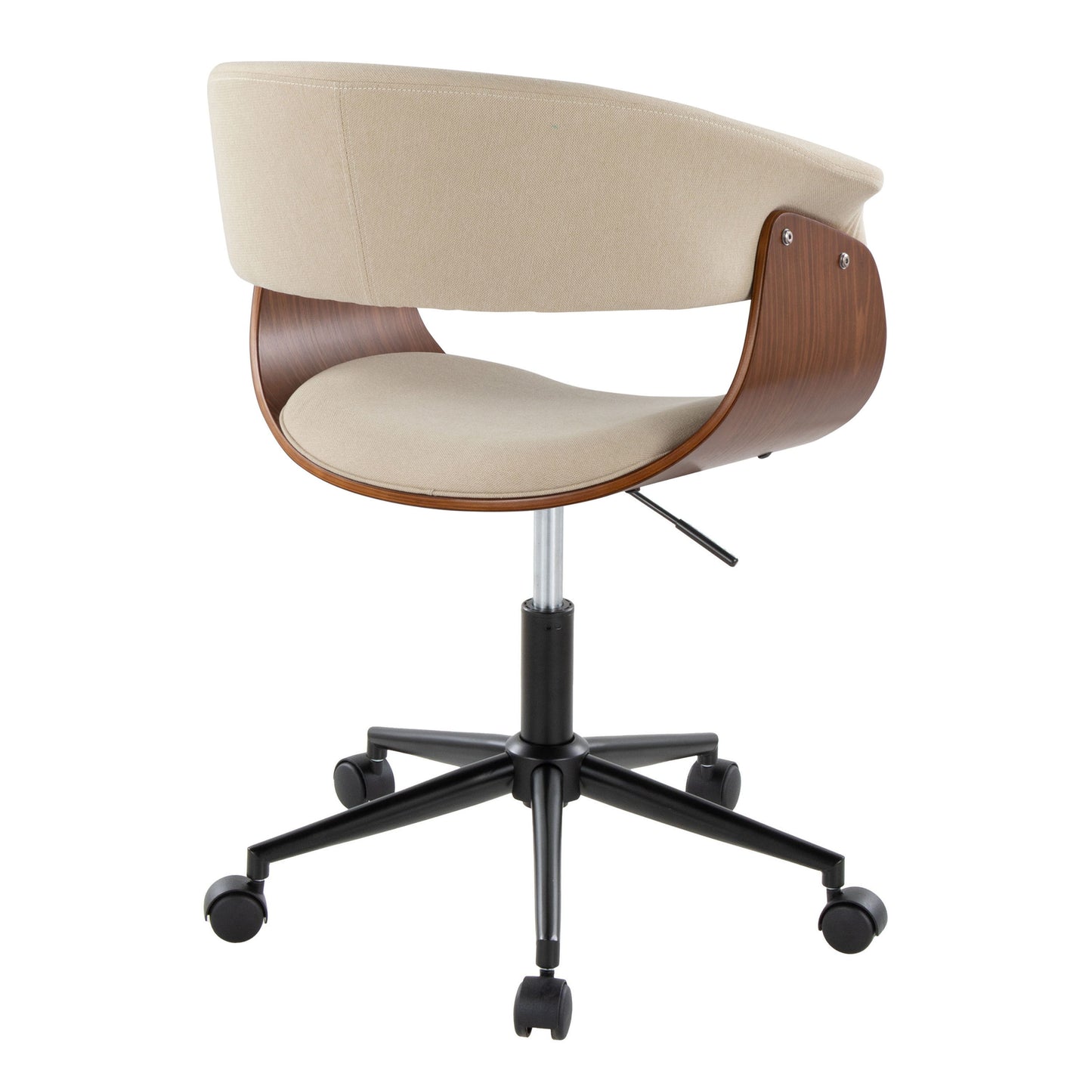 Vintage Mod - Mid-Century Modern Office Chair - Black / Walnut / Cream