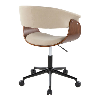 Vintage Mod - Mid-Century Modern Office Chair - Black / Walnut / Cream