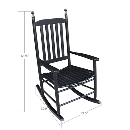 Wooden Porch Rocker Chair, Without Mat - Black
