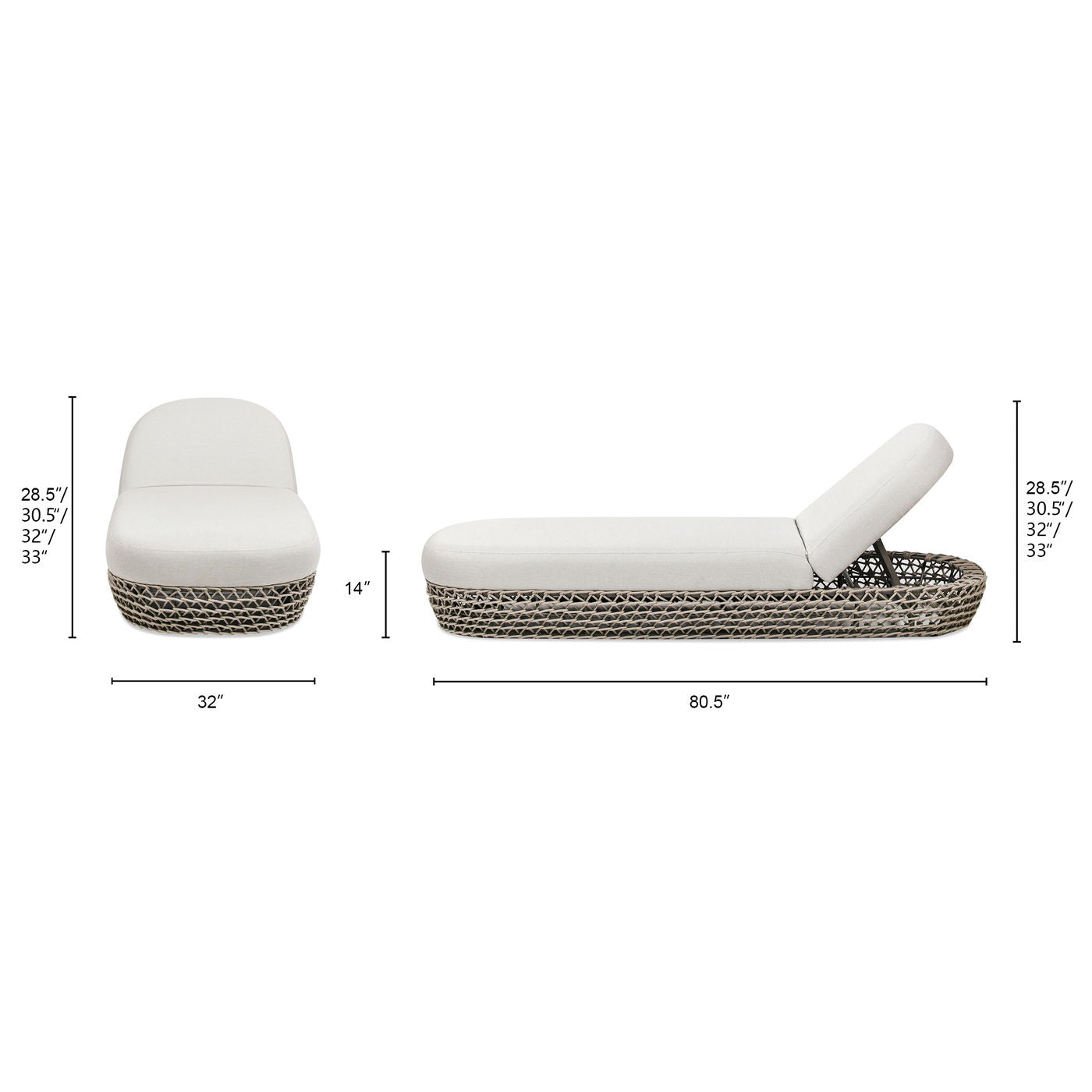 Willow - Sunbrella Upholstered Patio Lounger - Wheat Beige