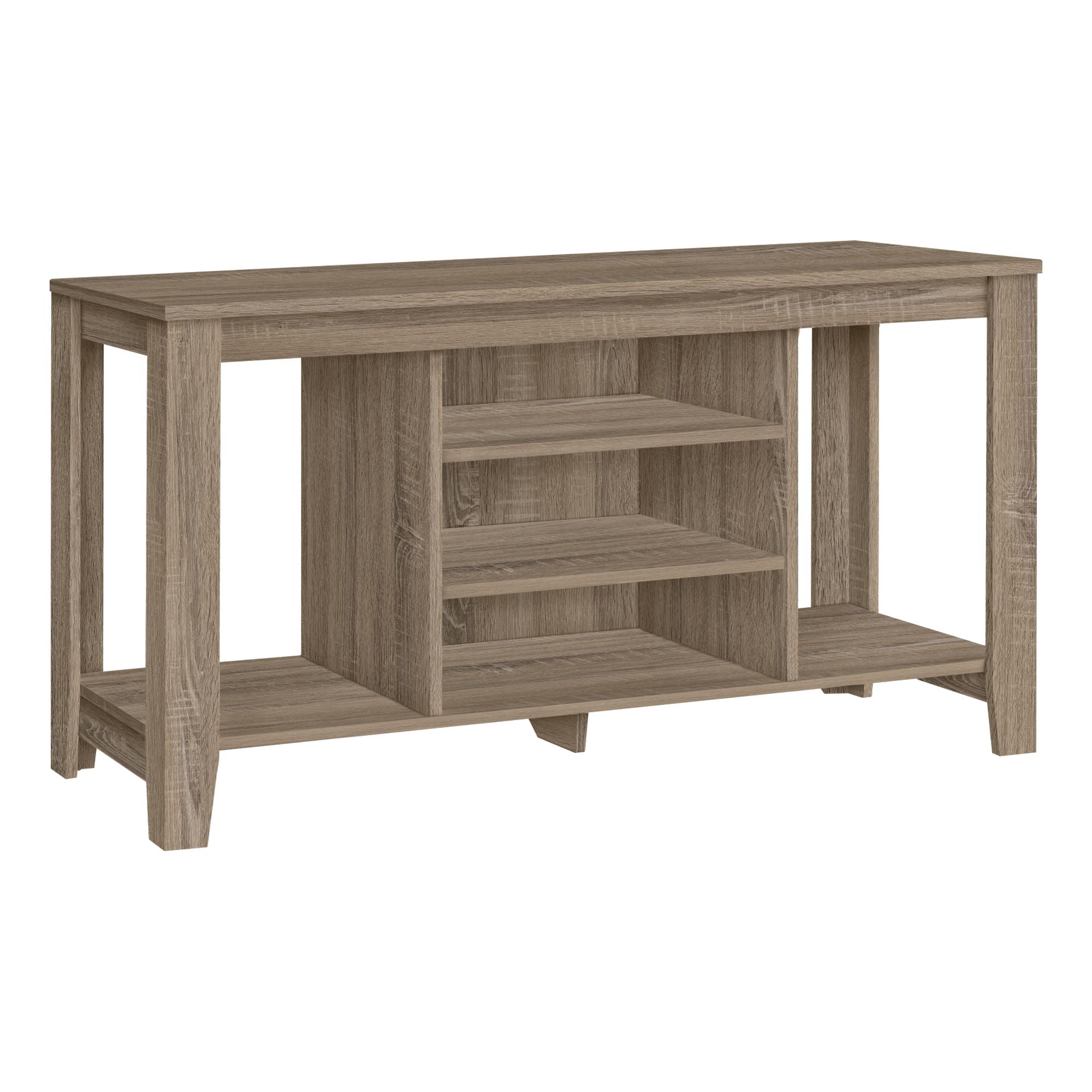 TV Stand, Console, Media Entertainment Center, Storage Shelves - Taupe