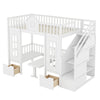 Twin Over Twin Bunk Bed With Changeable Table, Turn Into Upper Bed And Down Desk - White