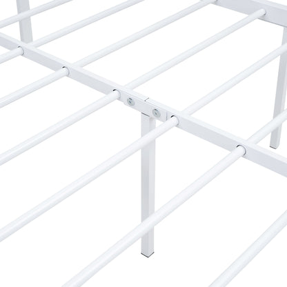 Twin Size Platform Bed, Frame With Headboard And Footboard - White