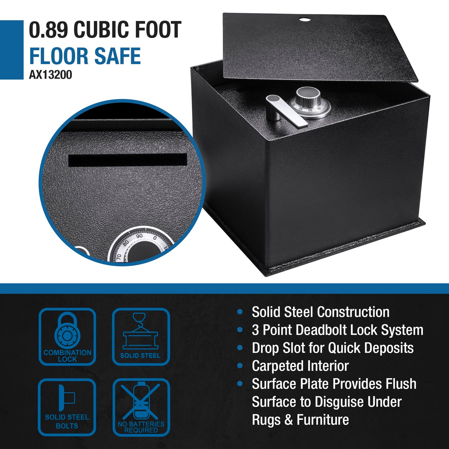 0.89 Cubic Ft Floor Safe - Black