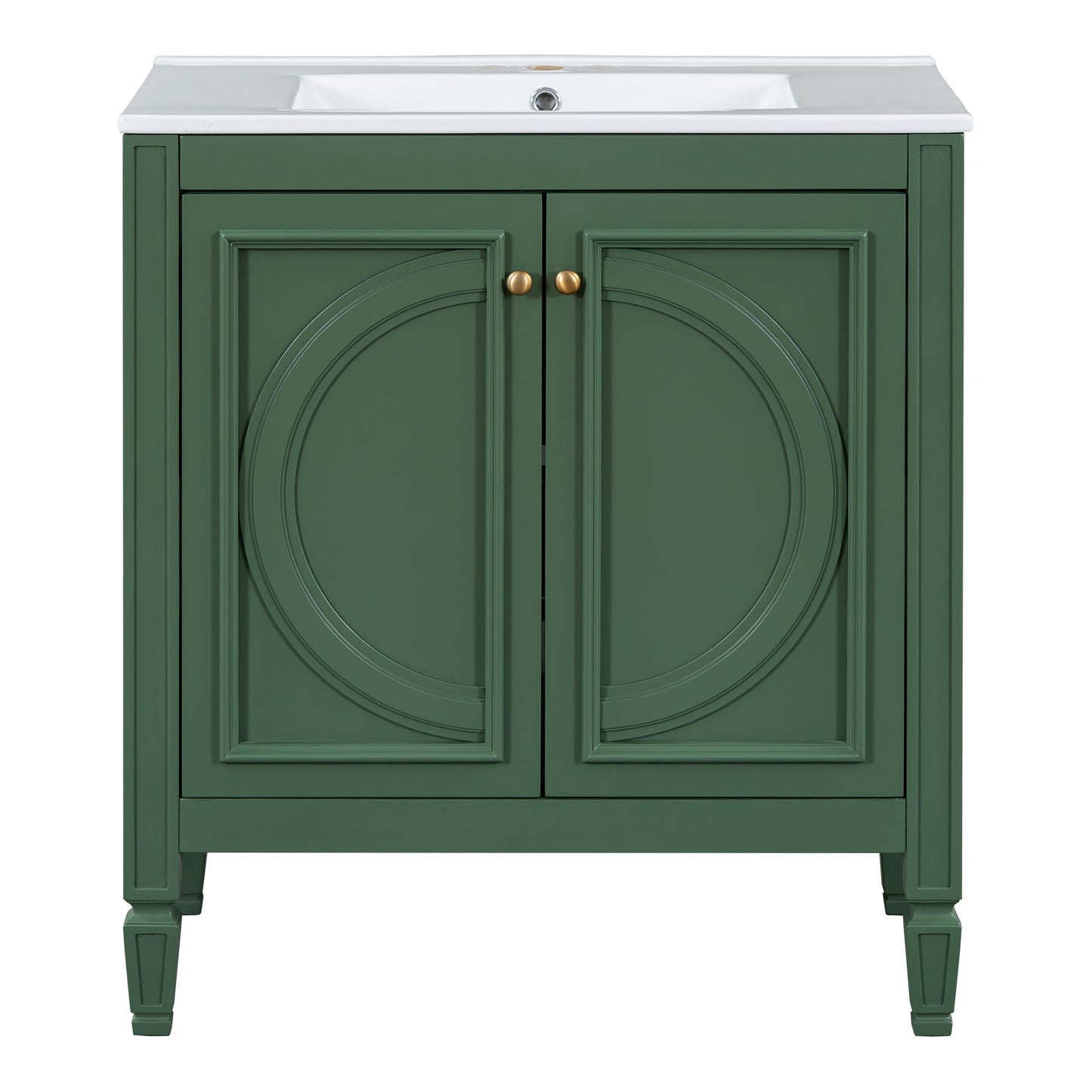 30" Bathroom Vanity With Sink, 2 Doors With Shelf, Soft Close Door Hinges, Vintage Style - Green