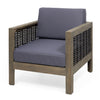 Outdoor Club Chair With Wicker Accents And Water Resistant Cushions - Gray