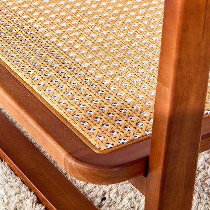 Modern Simple Rectangle Double Layer Solid Wood Glass Desktop Tea Table Rattan Woven Chinese Side Table Small Rectangle Table - Natural Wood