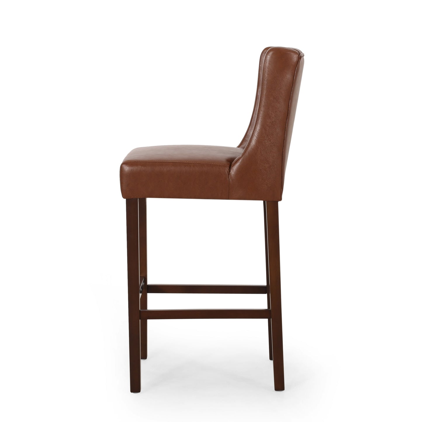 Solstara - Upholstered Leather Dining Barstool With Button Tufted And Wing Back - Light Brown