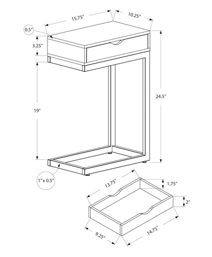 Accent Table, C - Shaped, Contemporary - Espresso