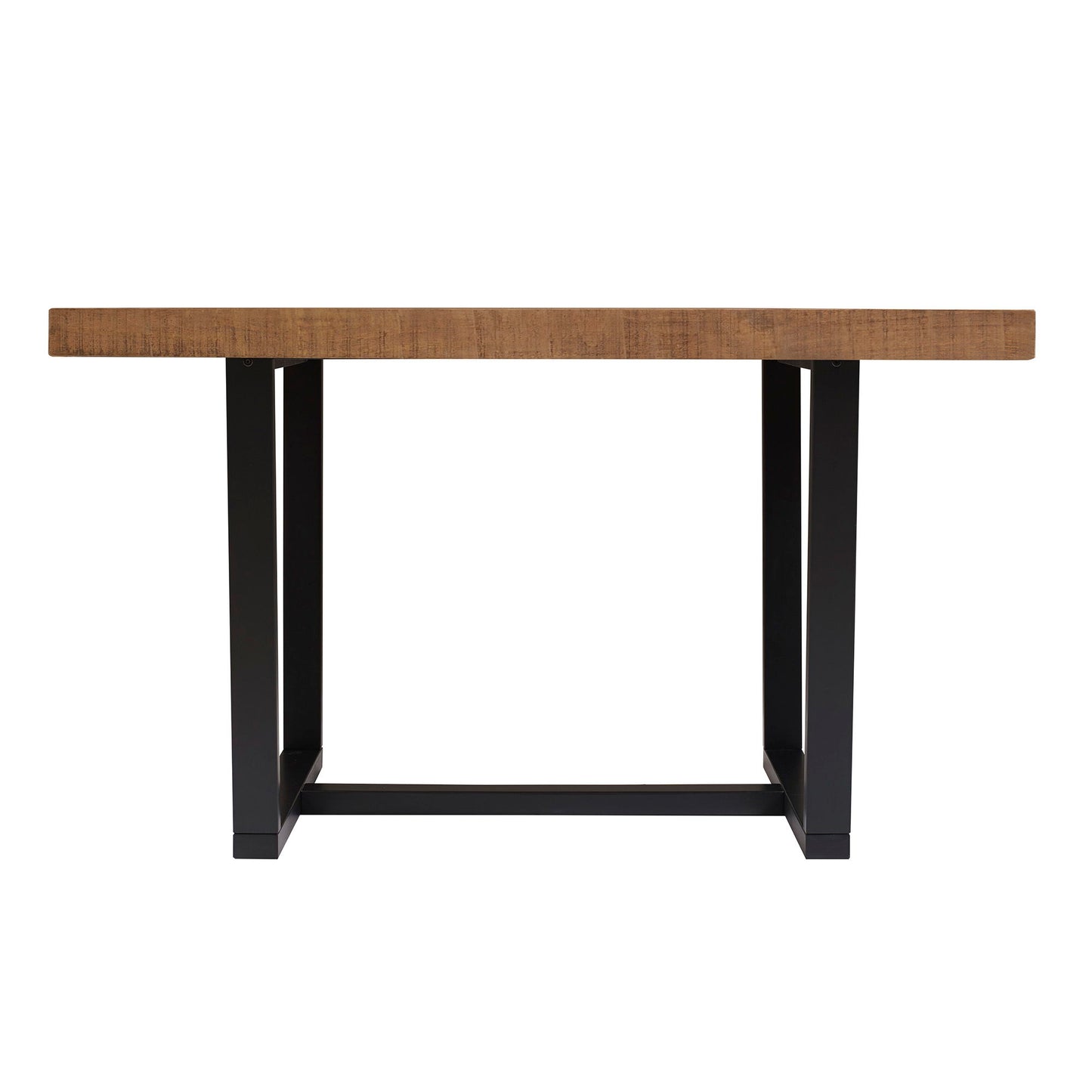 Rustic Metal And Solid Distressed Dining Table - Rustic Oak